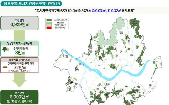 용도구역(도시자연공원구역) 변경(안). [서울시 제공]